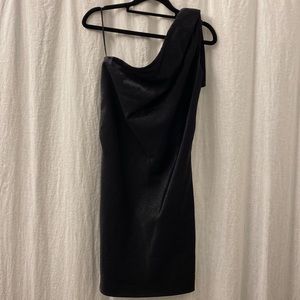 Angel Sanchez Black One Shoulder Dress